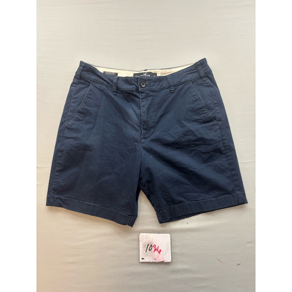 Hollister Epic Flex Flat Front Shorts Mens 31 Navy Blue 7 Inch Inseam Chino